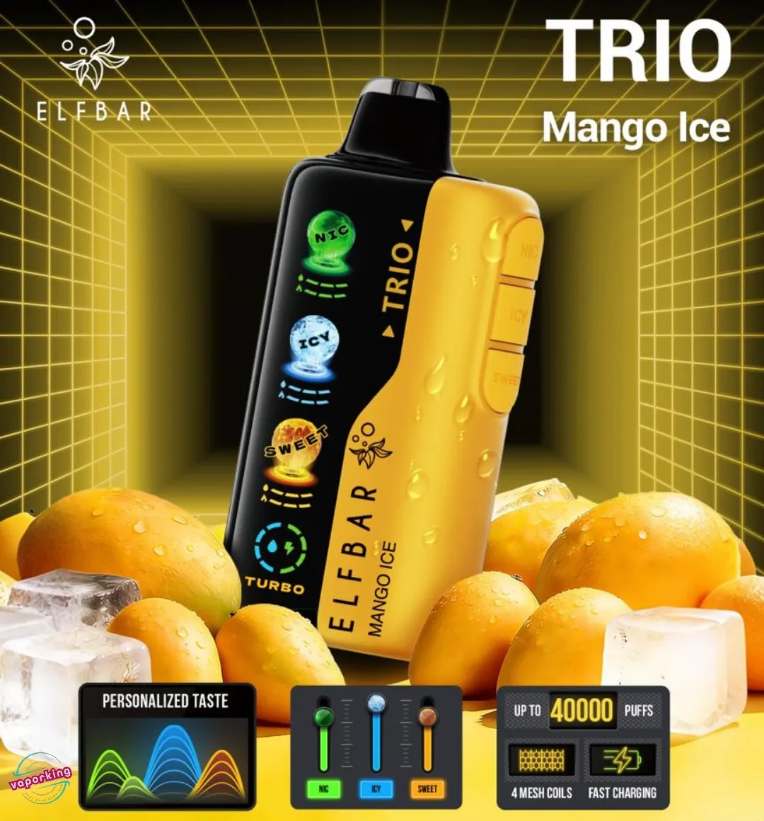 Elf Bar Trio - Mango Ice - 40k Puffs — Elf Bar TRIO disposable vape, ₹2700 with same-day Chandigarh delivery