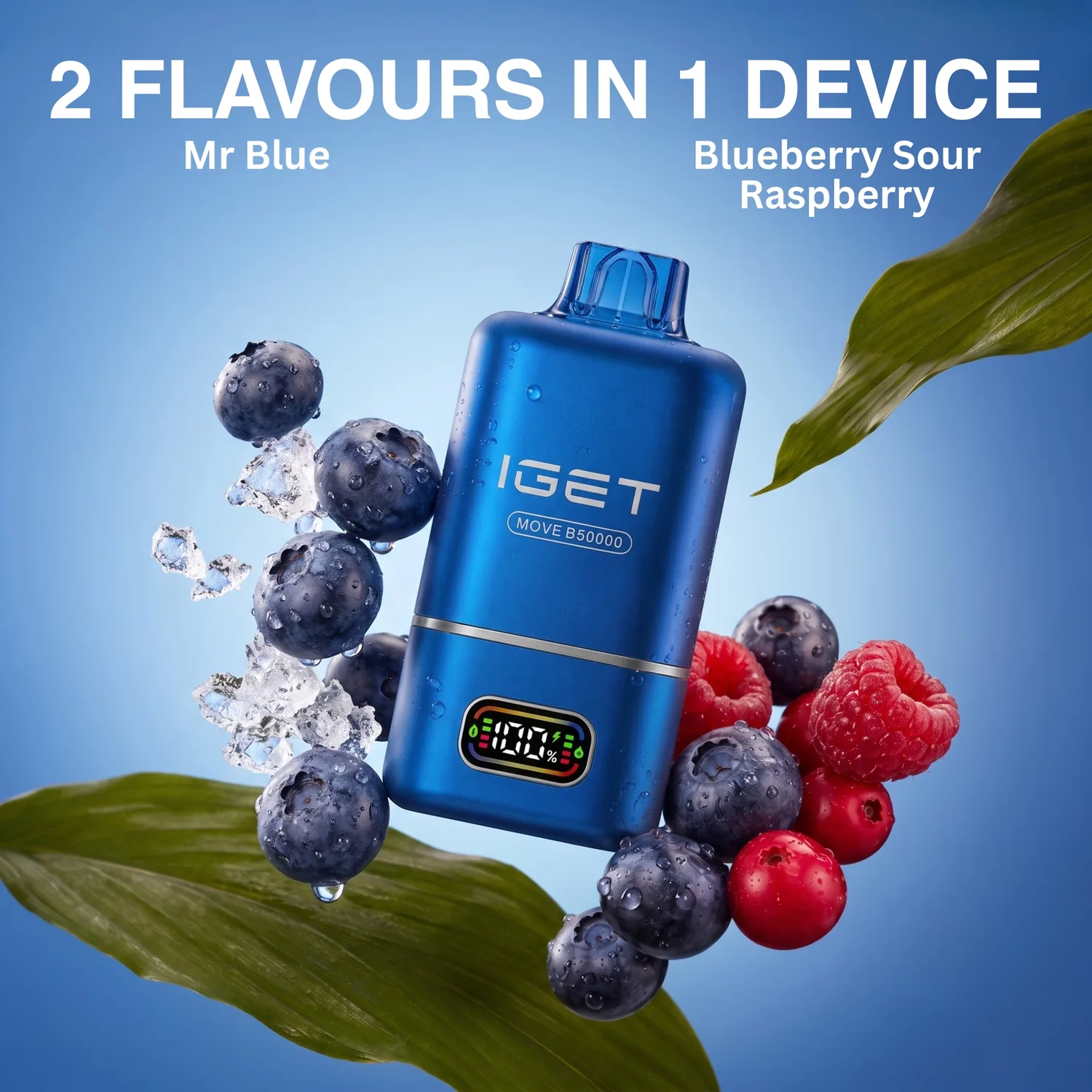 IGET Move | Mr. Blue + Blueberry Sour Raspberry | 2 Flavors in 1 Device